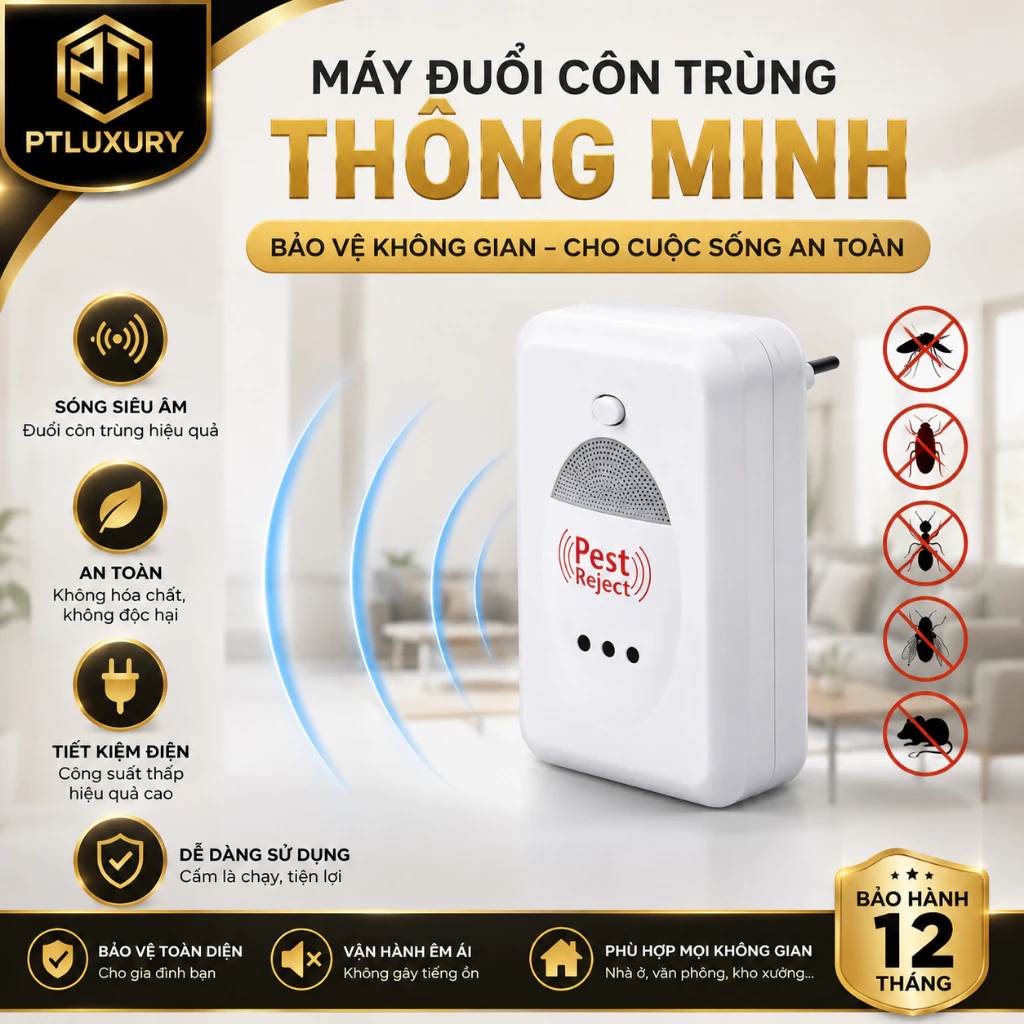 Máy đuổi muỗi đuổi côn trùng PTLUXURY Máy Đuổi Chuột Đuổi Trùng
