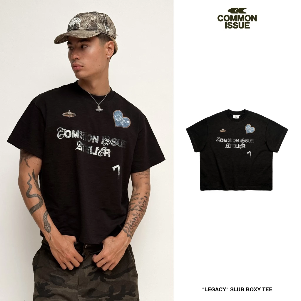 Áo Thun Form Boxy "LEGACY” Chất Vải Slub Premium Cotton 250gsm Unisex Nam Nữ | Common Issue