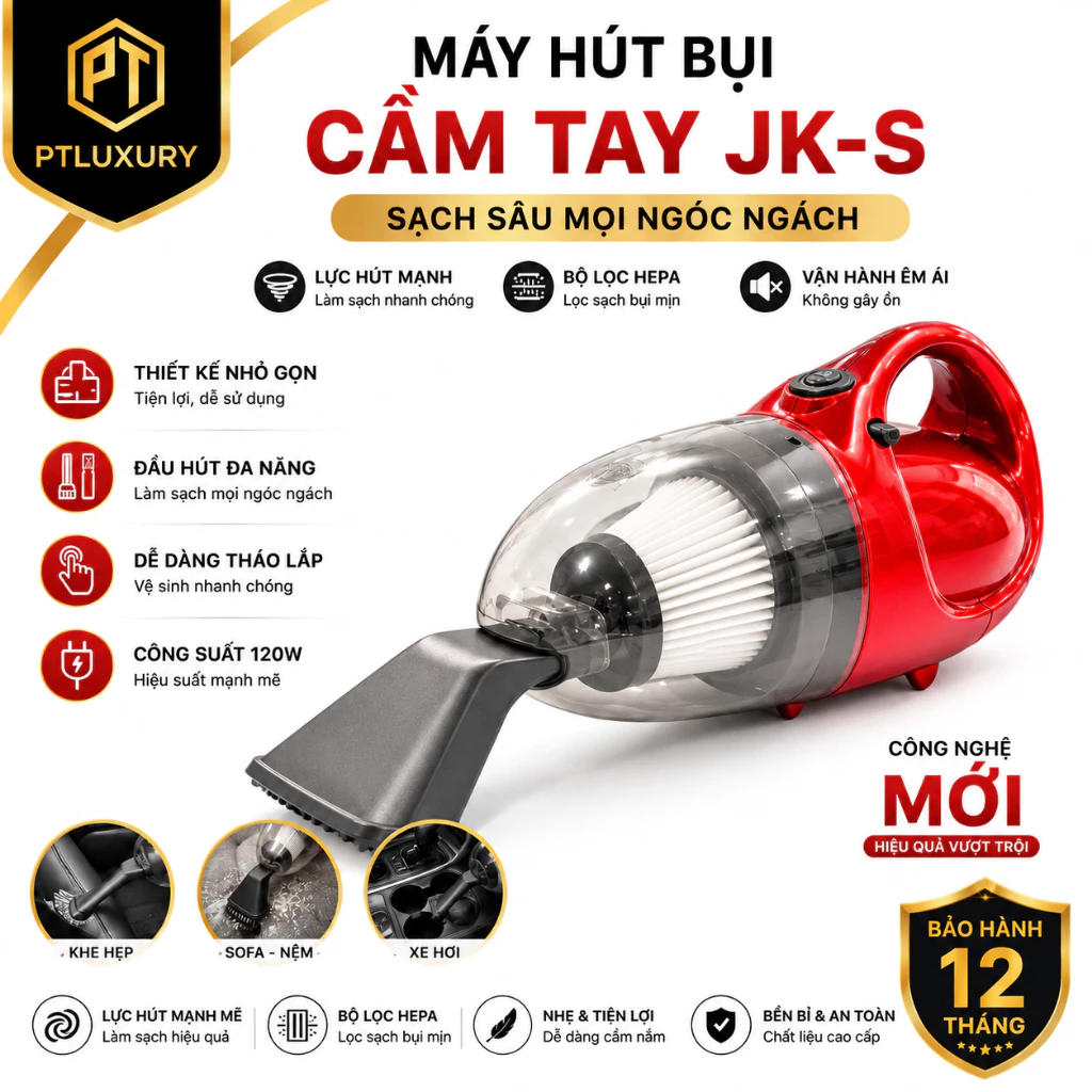 Máy Hút Bụi Cầm Tay PTLUXURY Công Suất Lớn Hút Thổi 2 Chiều Tiện Lợi [ BẢO HÀNH 12 THÁNG ]