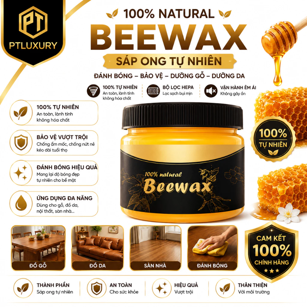 [ COMBO 5 HỘP ] Sáp Ong Beewax Đánh Bóng Đồ Gỗ Bàn Ghế Gỗ - Tủ Gỗ - Sàn Gỗ Đa Năng