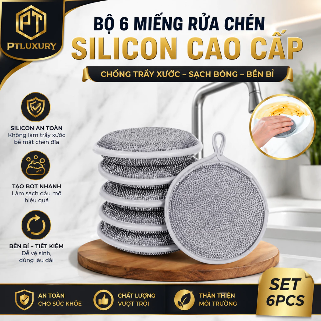 [ COMBO 5 CÁI ] Miếng Bọt Biển Rửa Chén Bát 3 Lớp CYAN Rửa Bát Đĩa Đũa Cọ Xoong Nồi Đa Năng Tạo Bọt