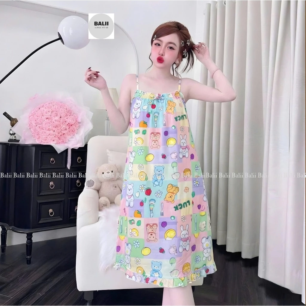 H1 - Váy Ngủ TOLE Mềm Hai Dây - Hoa Nhí Dễ Thương- Mát Mẻ Thoải Mái Mùa Hè- (40-60kg)