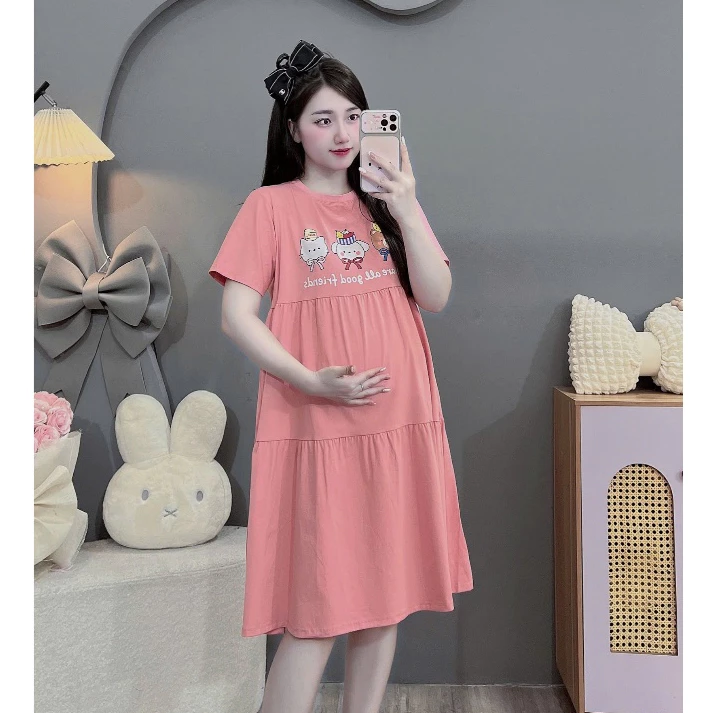 (Có size đến 100kg)Váy bầu,đầm bầu bigsize chất cotton