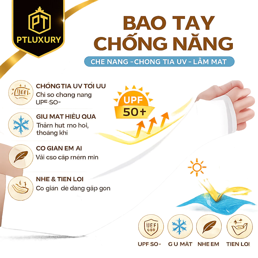 [ COMBO 3 ĐÔI ] Găng Tay Chống Nắng Chống Tia UV Tuyệt Đối - PTLUXURY