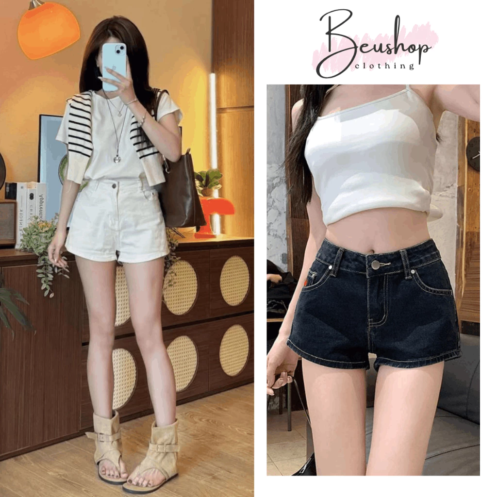 [BEST SELLER ] Quần Jean Short Ngắn Nữ Trắng Đen Cạp Trễ Lưng Cao Chất Jean Denim Basic Nâng Mông Tôn Dáng