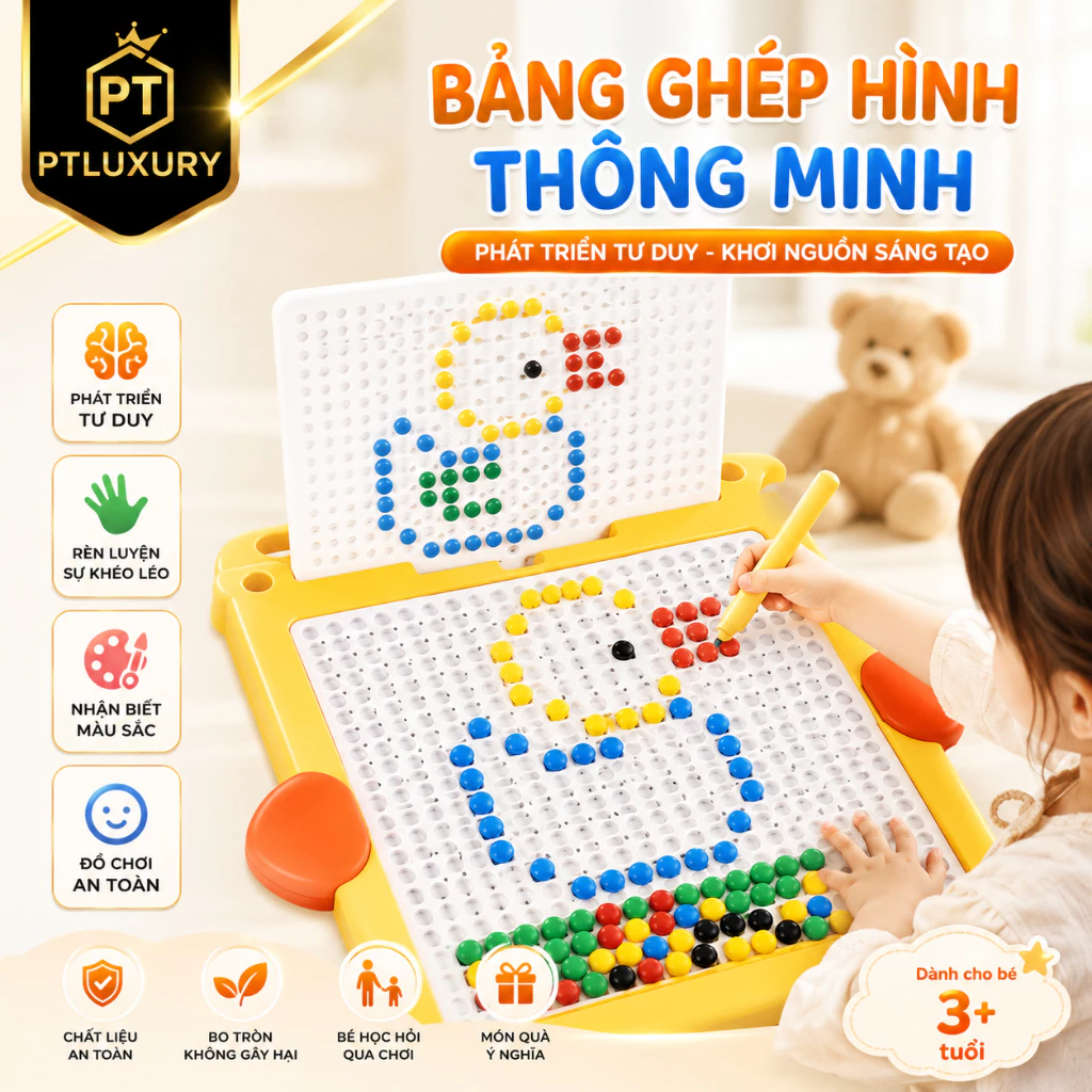 Bảng xếp hình nam châm PTLUXURY Bảng nam châm xếp hình thế hệ mới giúp bé phát triển tư duy trí tuệ sớm