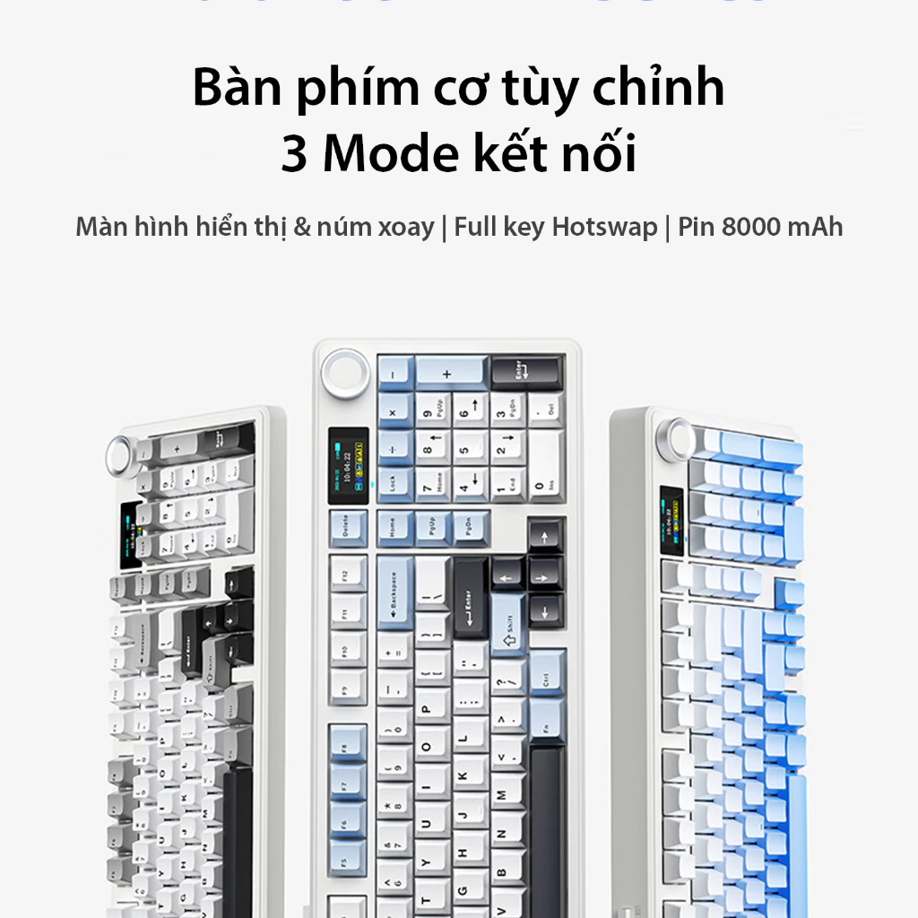 Bàn Phím Cơ AULA F99Max - Layout 99 tích hợp màn hình và núm xoay - Pin 8000mAh - LED RGB