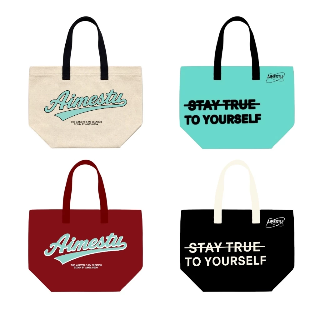 [SẴN HOẢ TỐC] [TOTE02] Aimesaigon Túi Tote Canvas Vải Bố Daily Fom To Có Dây Khoá Kéo