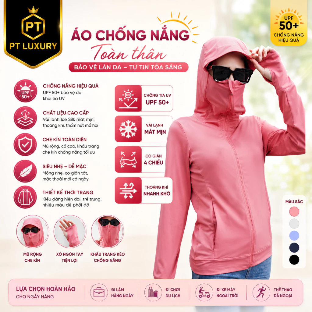 Áo chống nắng nữ PTLUXURY chất vải cao cấp chống tia UV [ HÀNG LOẠI 1 ]