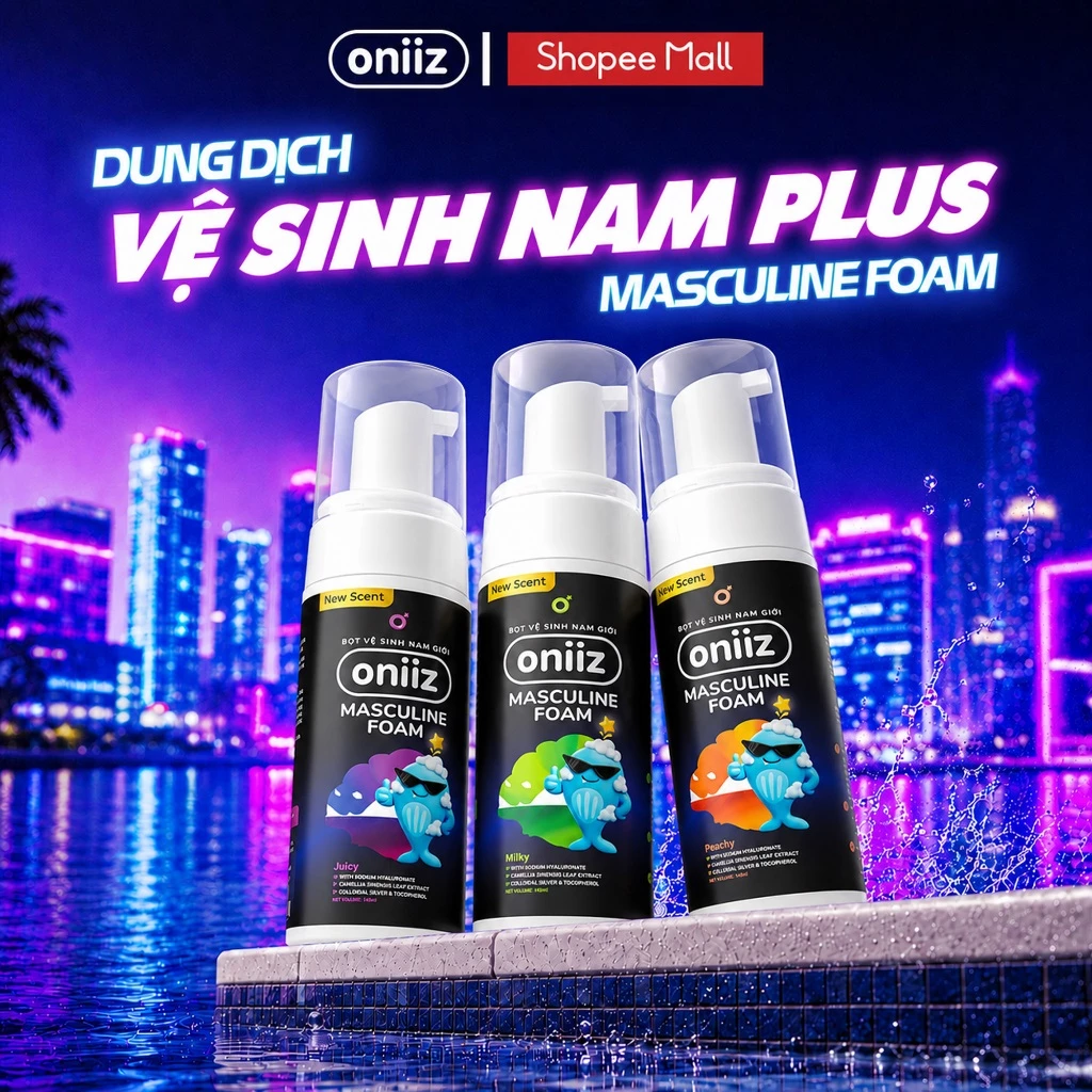Dung dịch vệ sinh nam Masculine Foam Oniiz Plus, Bọt vệ sinh sạch sâu dưỡng ẩm, hương Cocktail 145ml