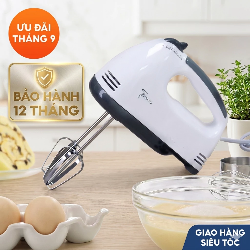 🌟BẢO HÀNH 1 ĐỔI 1🌟Máy Đánh Trứng - Máy Đánh Trứng Cầm Tay - Trộn Bột - Trộn Kem, Sữa, Cafe - Công Suất Cao 180W