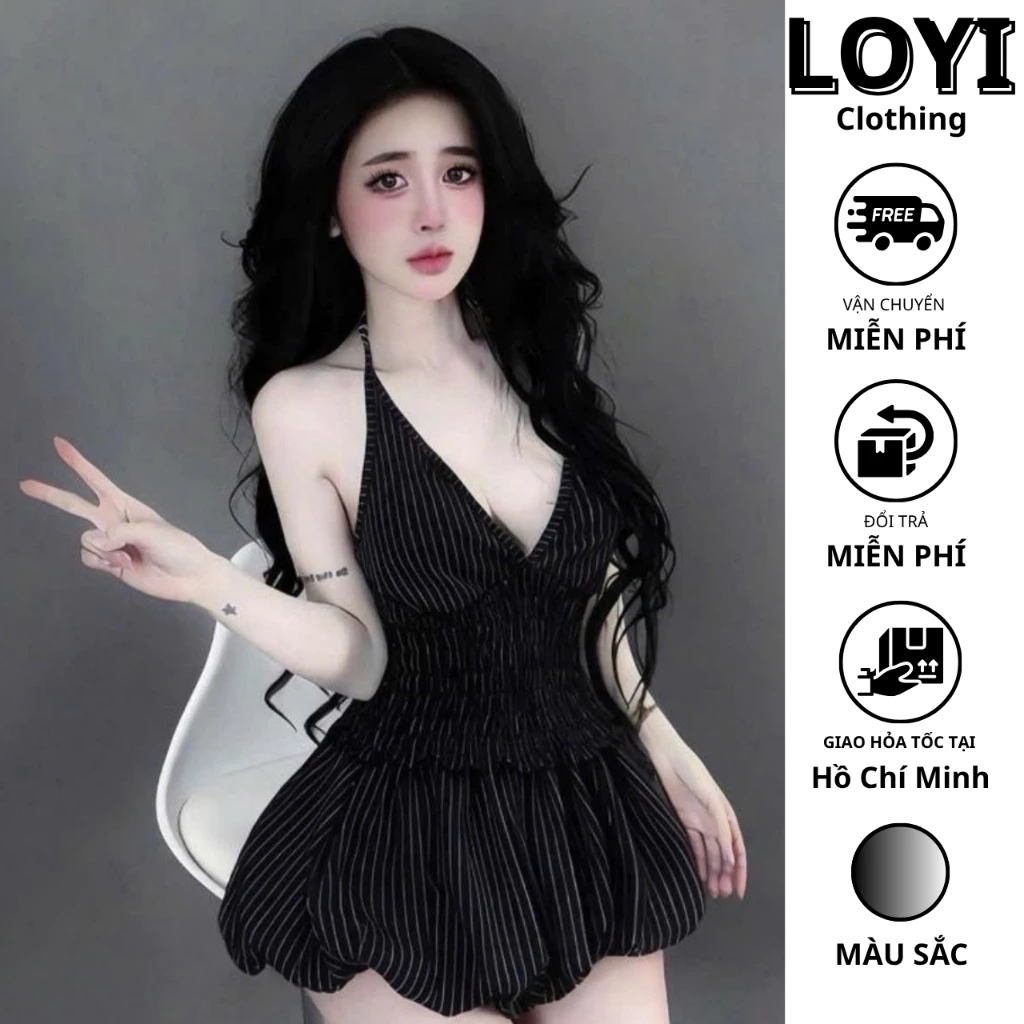 [Hỏa Tốc] Set Áo Yếm + Quần Đùi Dáng Bí Kẻ Sọc, Set Đồ Nữ Tôn Dáng Gợi Cảm Sang Chảnh Mùa Hè 2026