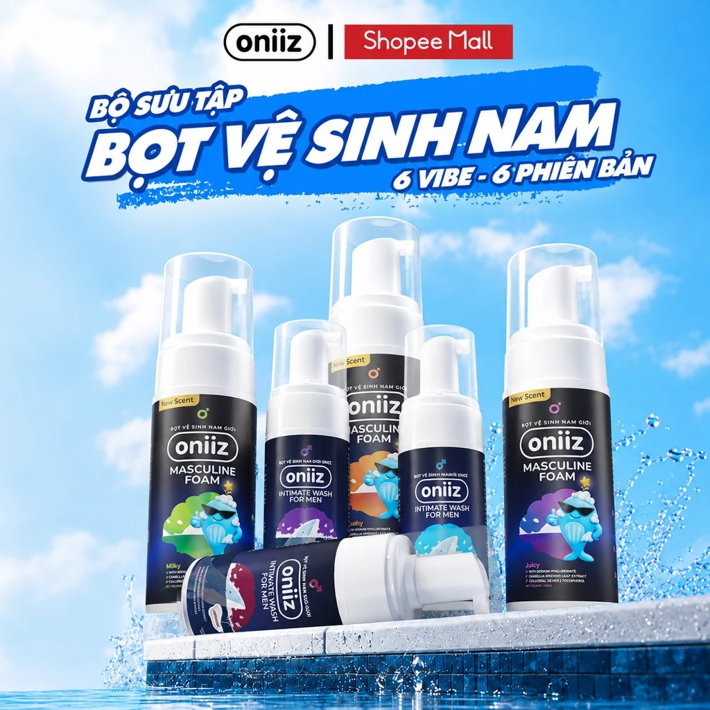 Bộ sưu tập Bọt vệ sinh nam giới Oniiz, Dung dịch Masculine Foam Oniiz Plus hương nước hoa, cocktail 100ml và 145ml