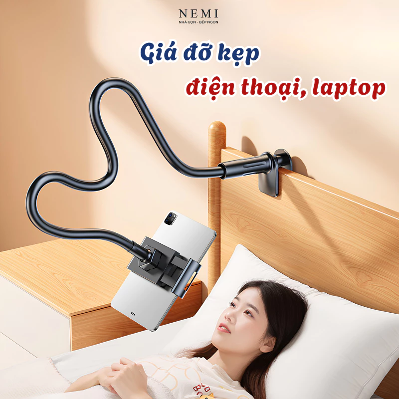 Giá Đỡ Điện Thoại NEMI Uốn Dẻo Xoay 720 Độ, Giá Kẹp Điện Thoại, Tripod Kẹp Bàn, Đầu Giường Xem Phim