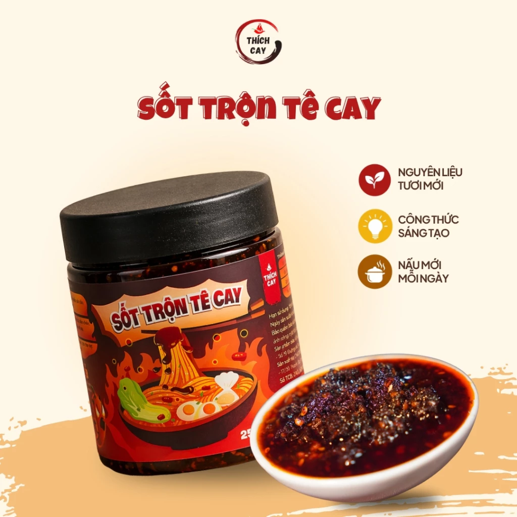 Sốt trộn tê cay Thích Cay dùng trộn mì, miến, hủ tiếu, chấm viên chiên, há cảo, mandu hũ 250g