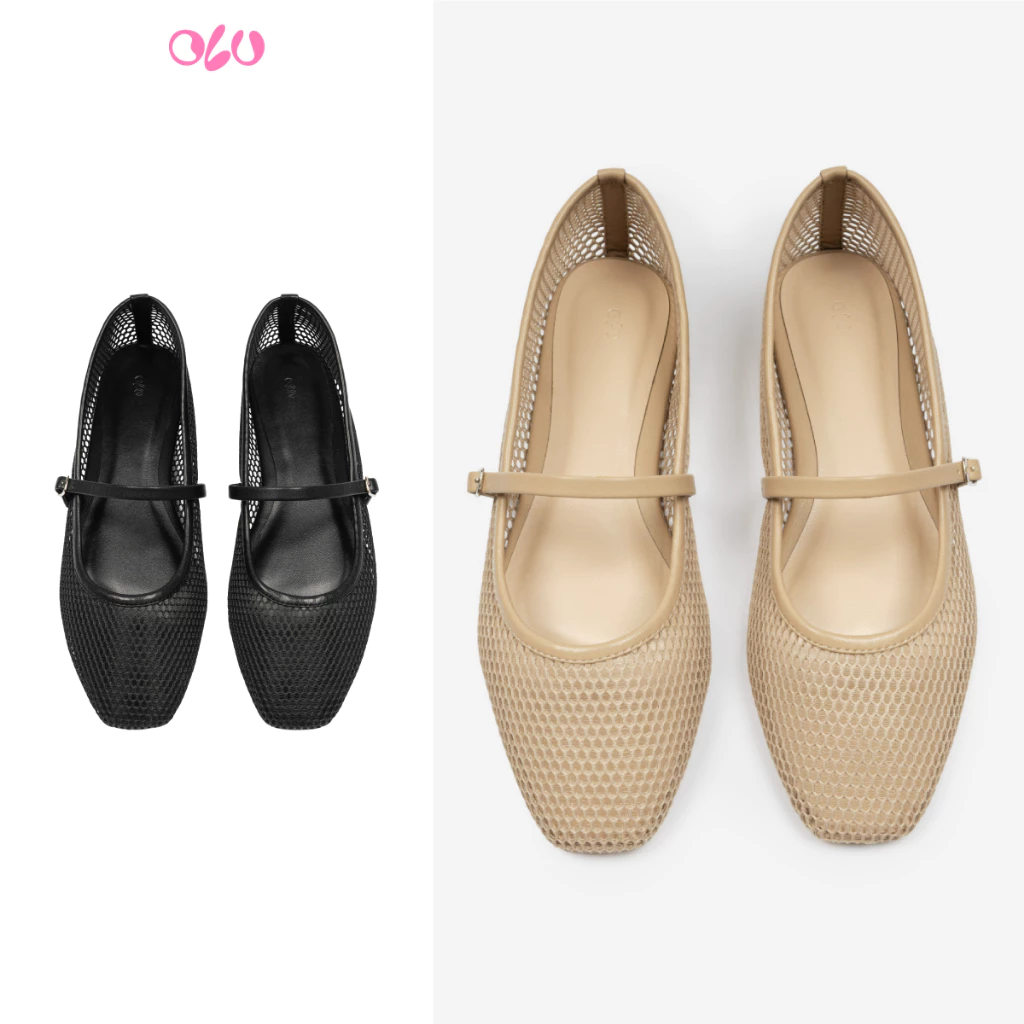 Giày búp bê đế bệt phối lưới thời trang trẻ trung Mesh Ballet Flats nhiều màu phù hợp mọi dịp OLV