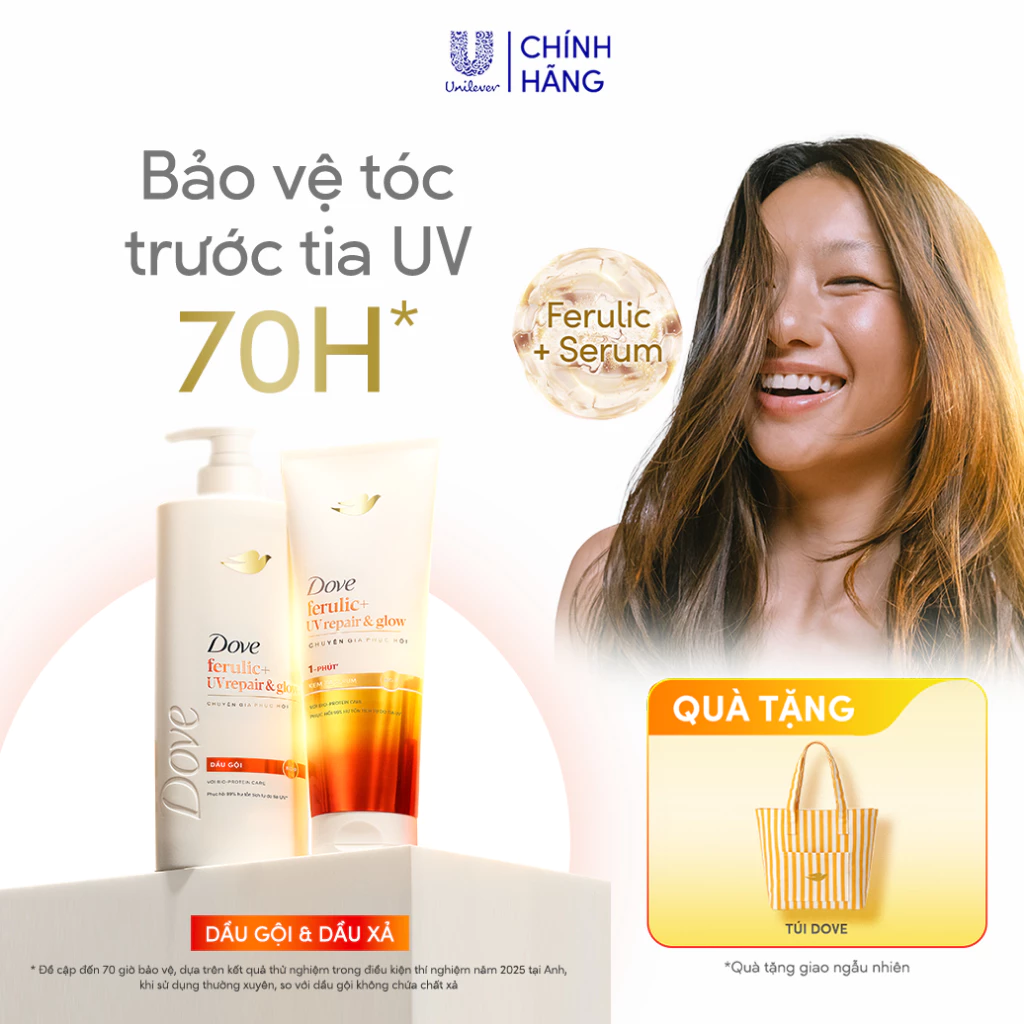[Live] Combo Gội Xả Bảo Vệ Tóc Trước Tia UV Dove Ferulic+ Repair & Glow 600G & 300G