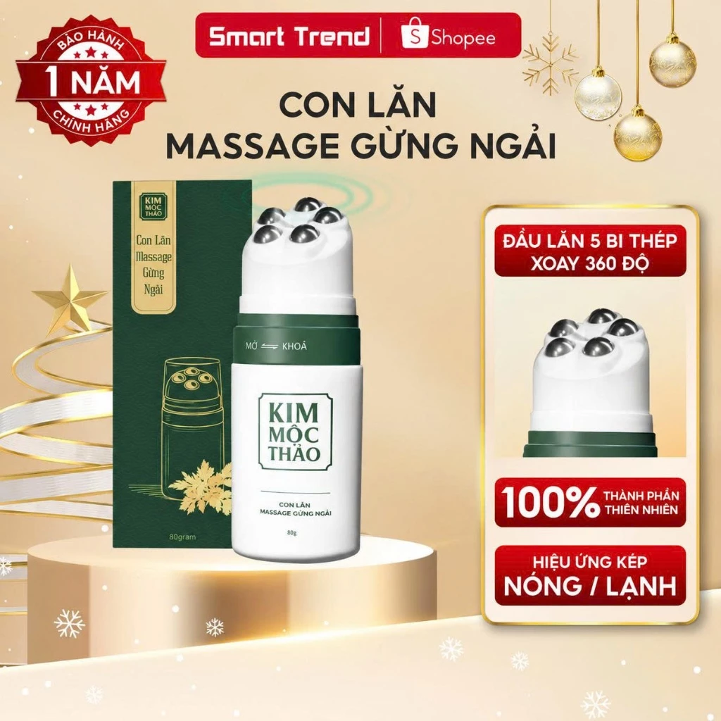 Con lăn massage gừng ngải thảo dược Smartrend giảm đau nhức,làm ấm cơ thể, thư giãn tức thì 80g