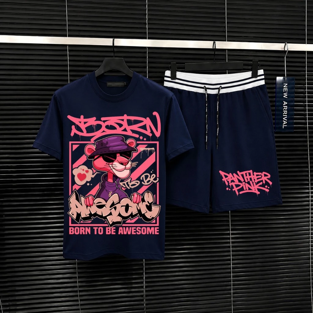 Bộ Quần Áo Nam Unisex Panther Pink Graffiti Form Oversize Phối Đồ Cực Đẹp