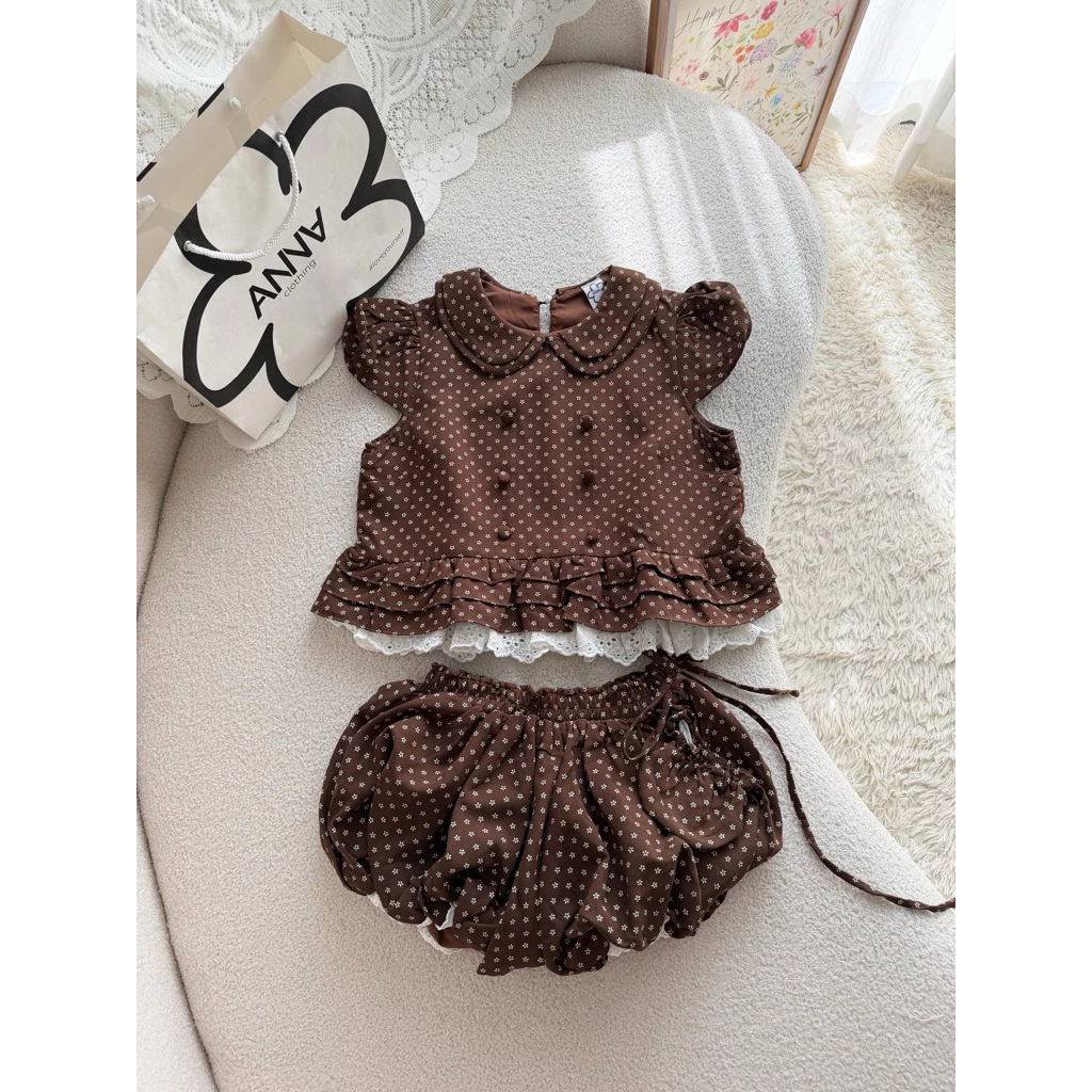 Set Bộ Nữ Hoa Nhí Nâu ANNA - Set Haby