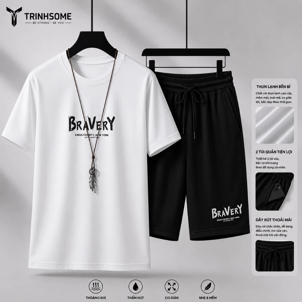 Bộ Thể Thao Thun Lạnh Mát Mẻ Nam, Nữ Quần Áo Cọc Tay Hình Núi Phong Cách Co Giãn. Mã HT-02