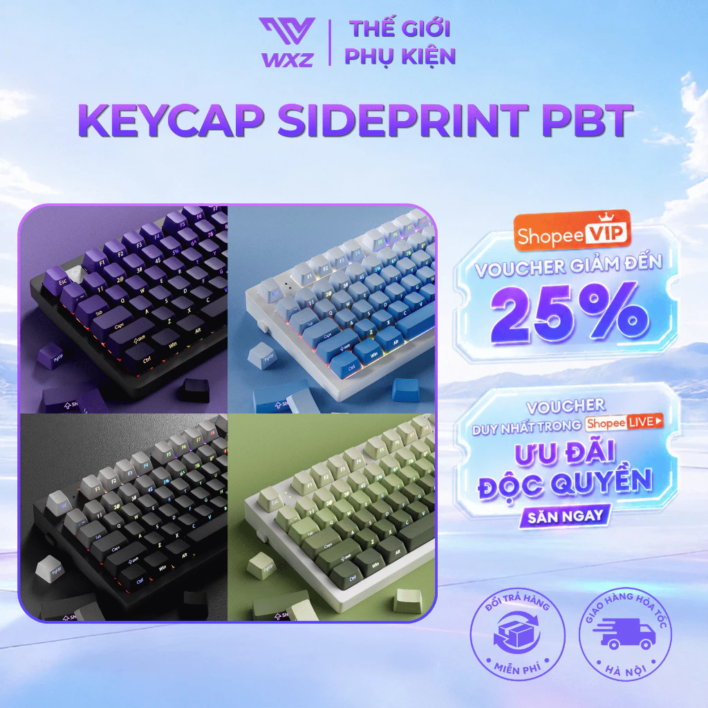 Keycap Bàn Phím Cơ Sideprint Xuyên Led Chất Liệu PBT Doubleshot Phù Hợp Mọi Layout Bàn Phím Hiện Nay