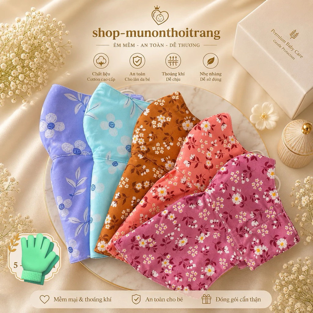 Khẩu trang yếm che tai và cổ giúp chống nắng toàn diện vải mịn, mát
