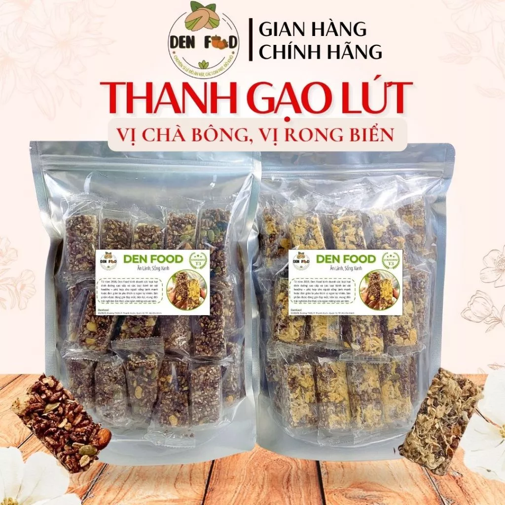 500gr Thanh Gạo Lứt Chà Bông và Rong Biển Mix Hạt Dinh Dướng - Ăn Vặt Denfood