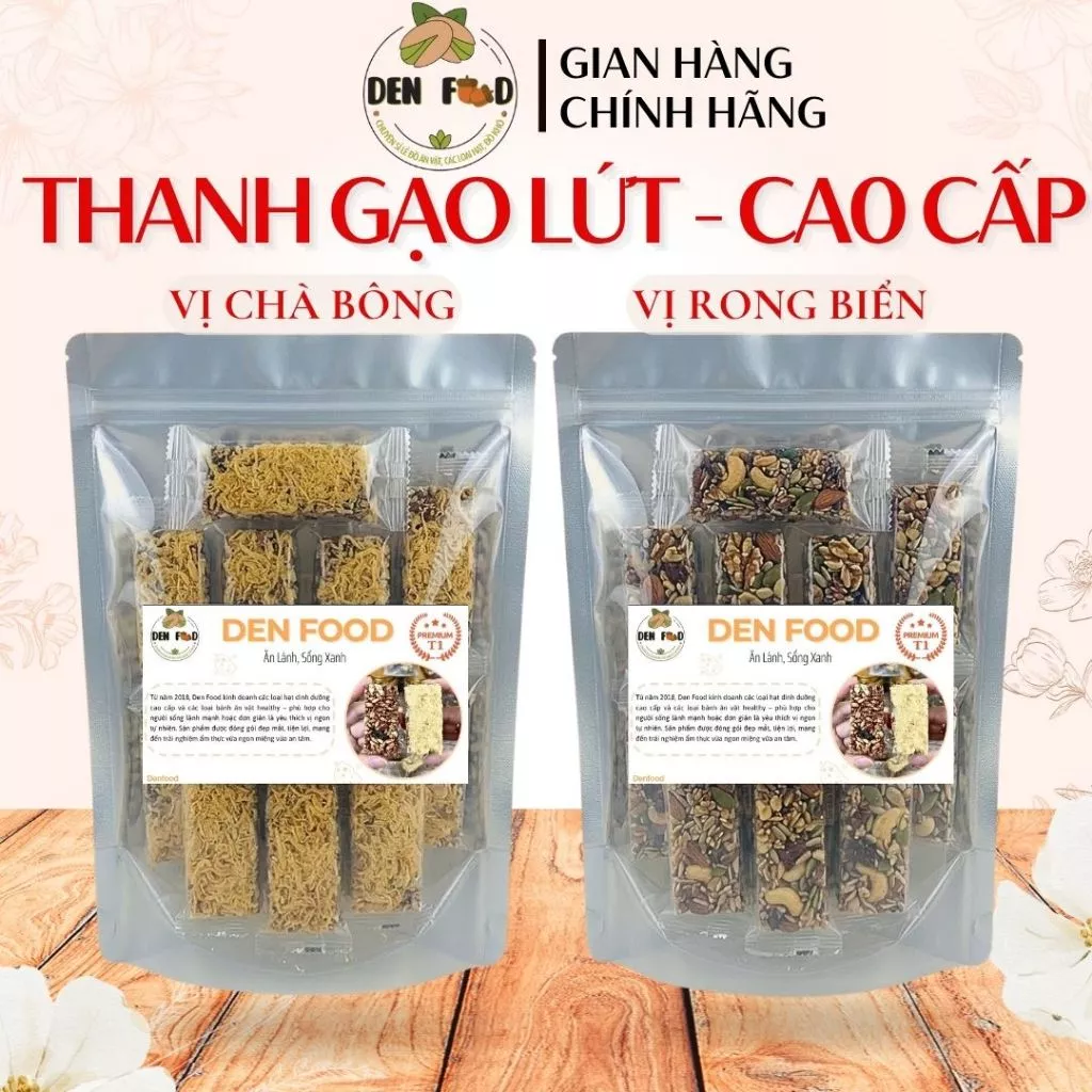 500g Thanh Gạo Lứt Hạt Dinh Dưỡng Vị Chà Bông, Rong Biển - Ăn Vặt Denfood