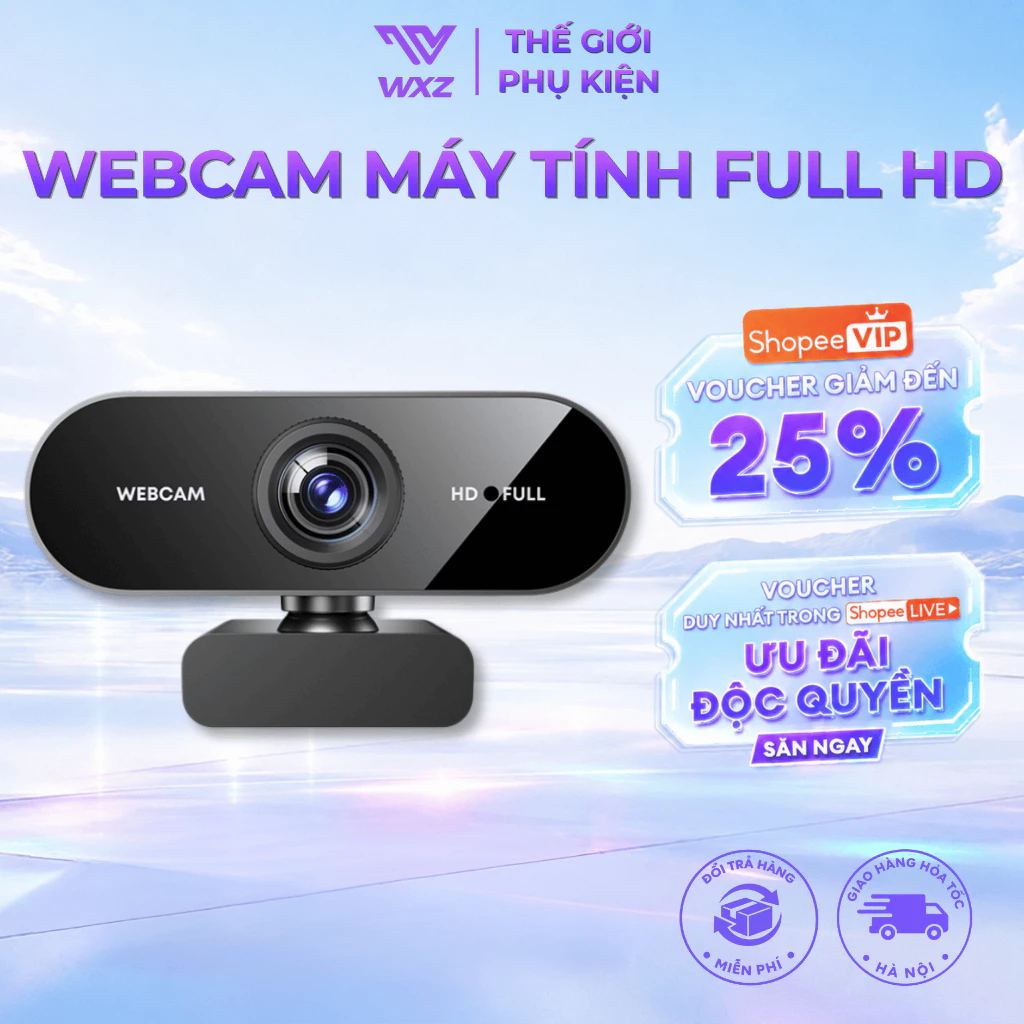 Webcam Máy Tính Full HD 1080p Có Mic Thu Âm Rõ Nét, Camera Gọi Video Trực Tuyến Cho Laptop PC