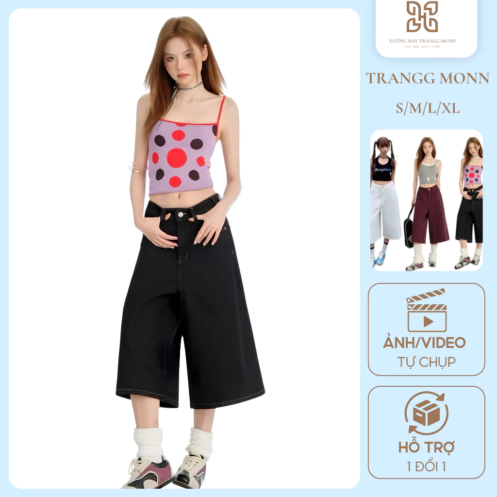 Q31- Quần Jeans Lửng Nữ Lưng Cao Ống Rộng, Quần Bò Unisex Phong Cách Thời Trang Dễ Phối Đồ