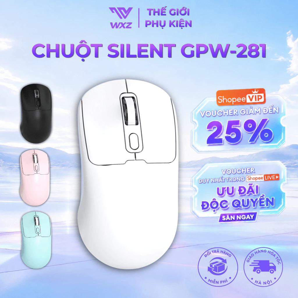 Chuột Máy Tính Không Dây GPW Dual Mode, Kết Nối Bluetooth & Wireless 2.4G, Thiết Kế Công Thái Học