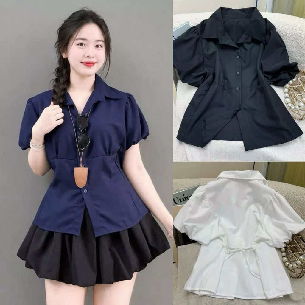 Sơ mi babydoll Bigsize nữ dễ thương, áo kiểu thanh lịch tay bồng phom rộng tôn dáng vải mềm mịn - SM192