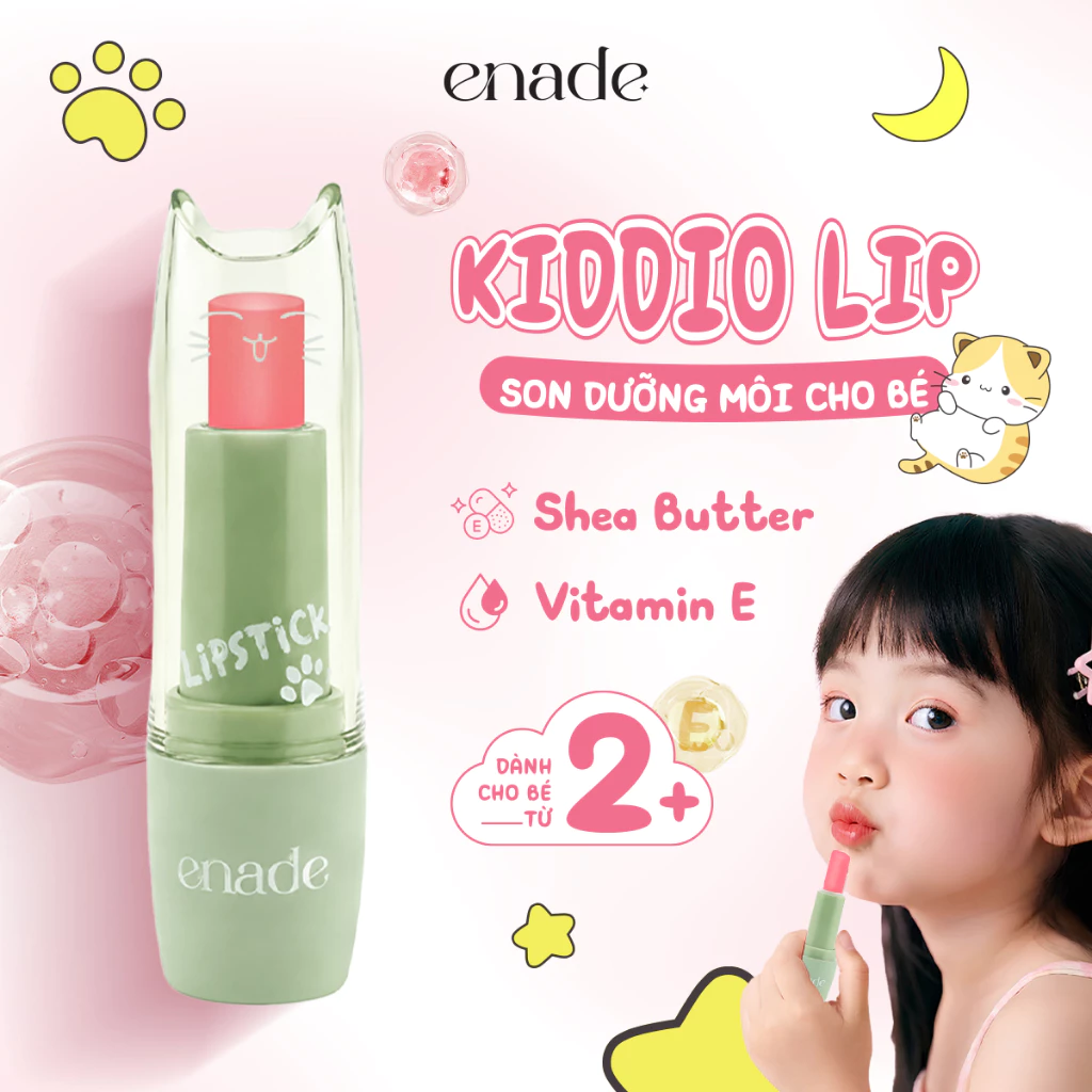Son Dưỡng Môi Hồng KIDDIO LIP-Chiết Xuất Vitamin E Và Shea Butter Dưỡng Ẩm Môi Bé
