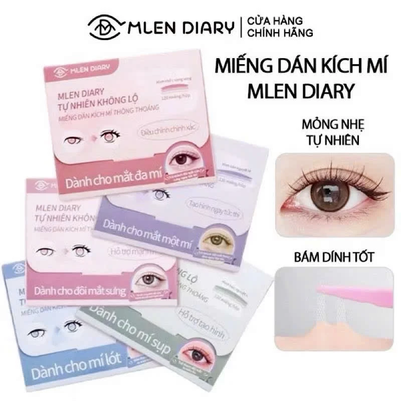 Miếng Dán Kích Mí Tàng Hình MLEN DIARY 120 Miếng Siêu Mỏng Không Lộ Bền Cả Ngày Phù Hợp Với Nhiều Dáng Mắt