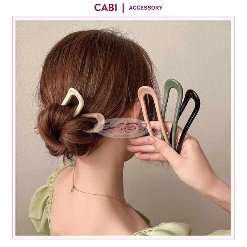 CB148 Trâm cài tóc chữ U phong cách retro đơn giản cho nữ, trâm cài tóc nhiều màu sang trọng