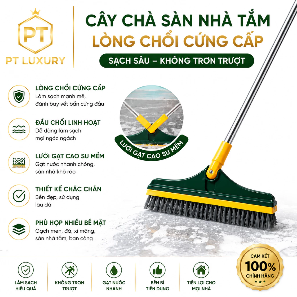 Chổi Chà Sàn Nhà Tắm 2in1 Cây Gạt Nước Nhà Tắm Vệ Sinh Nhà Cửa Thông Minh Xoay 120 Độ [ HÀNG TỐT ]