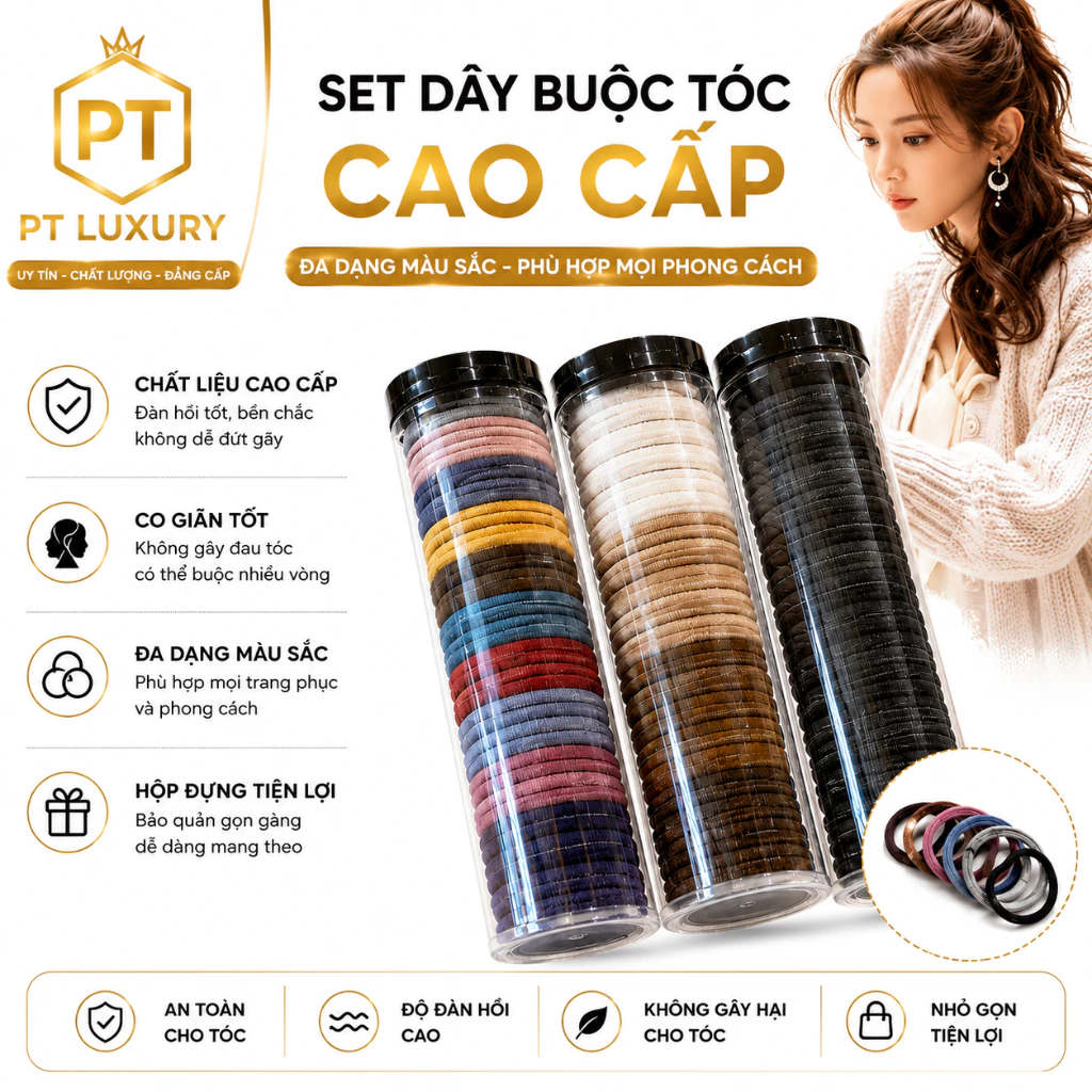[ COMBO 3 HỘP ] Hộp 20 cái dây chun buộc tóc nhiều màu - PTLUXURY