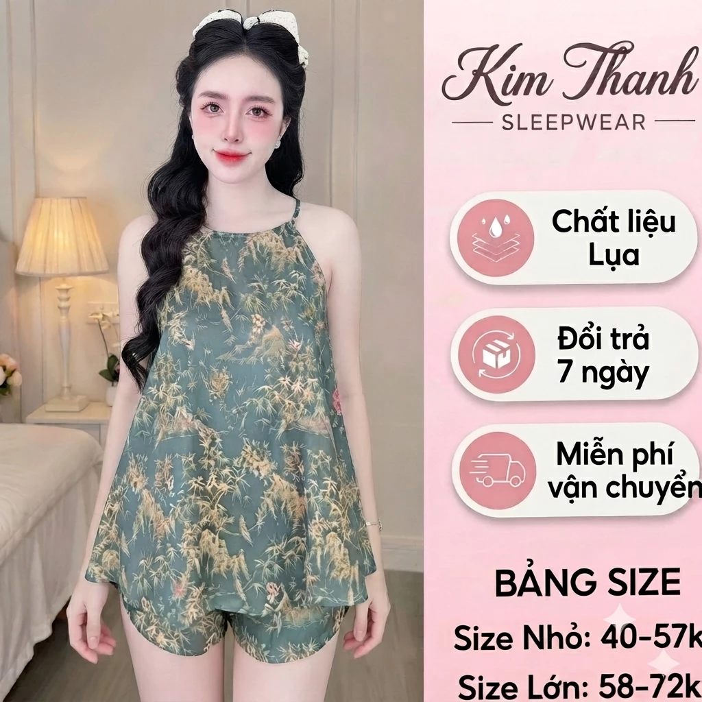 (Deal mở bán )Bộ Lụa Yếm Cao cấp G4 Nhà Kim Thanh - Chất Lụa Siêu Mềm Mát Không Nhăn