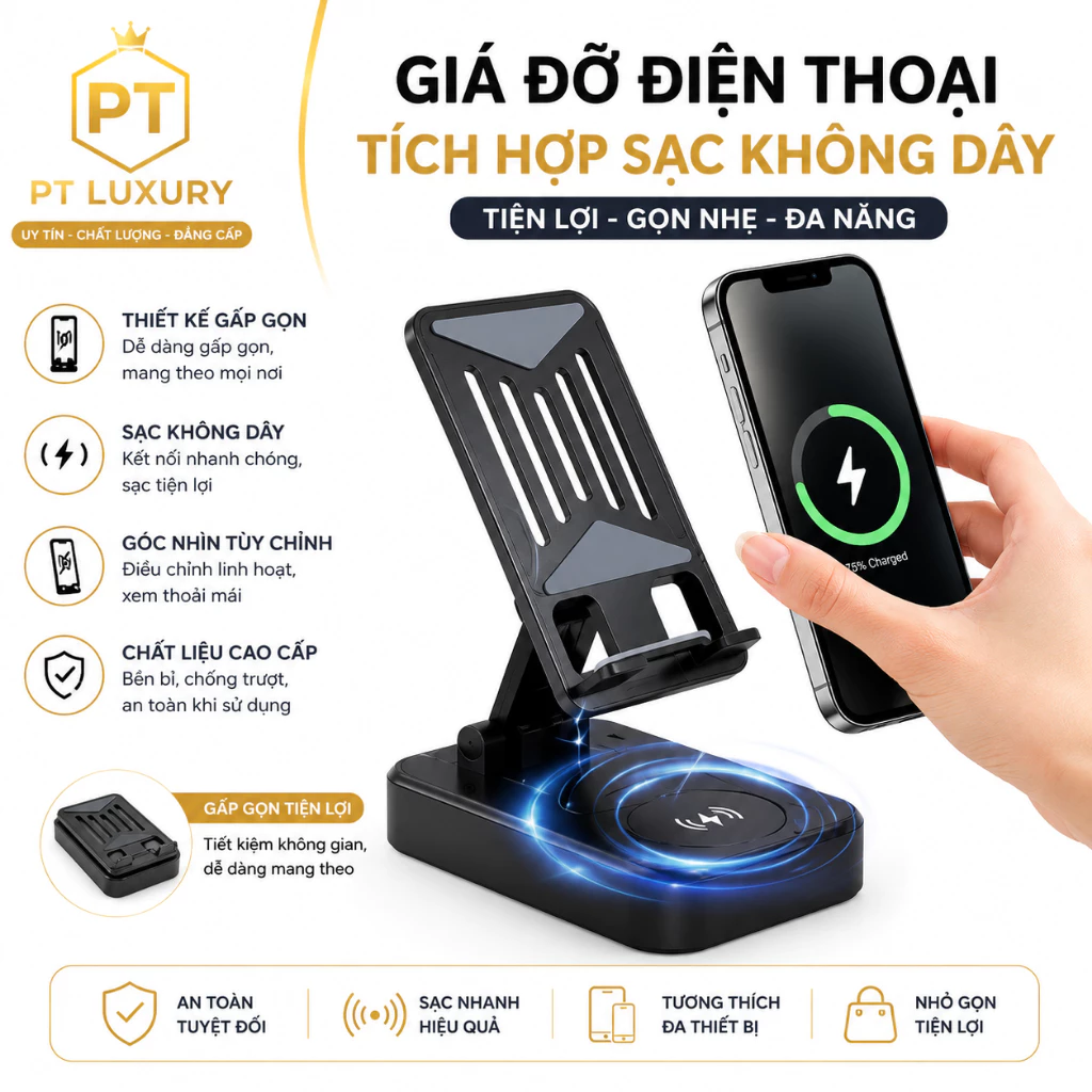 Giá Đỡ Điện Thoại 3 Trong 1 Kèm Loa Bluetooth Tích Hợp Sạc Dự Phòng