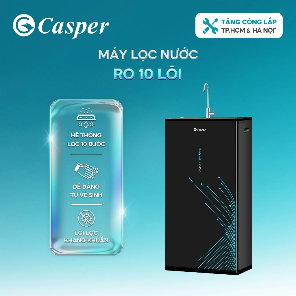 Máy lọc nước RO Casper WR-E6K1 - Lõi RO Hàn Quốc - 10 lõi 10 cấp lọc