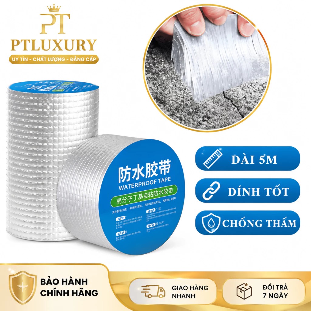 [ COMBO 3 QUẬN ] Băng keo siêu dính PTLUXURY chống thấm nước, dài 5m