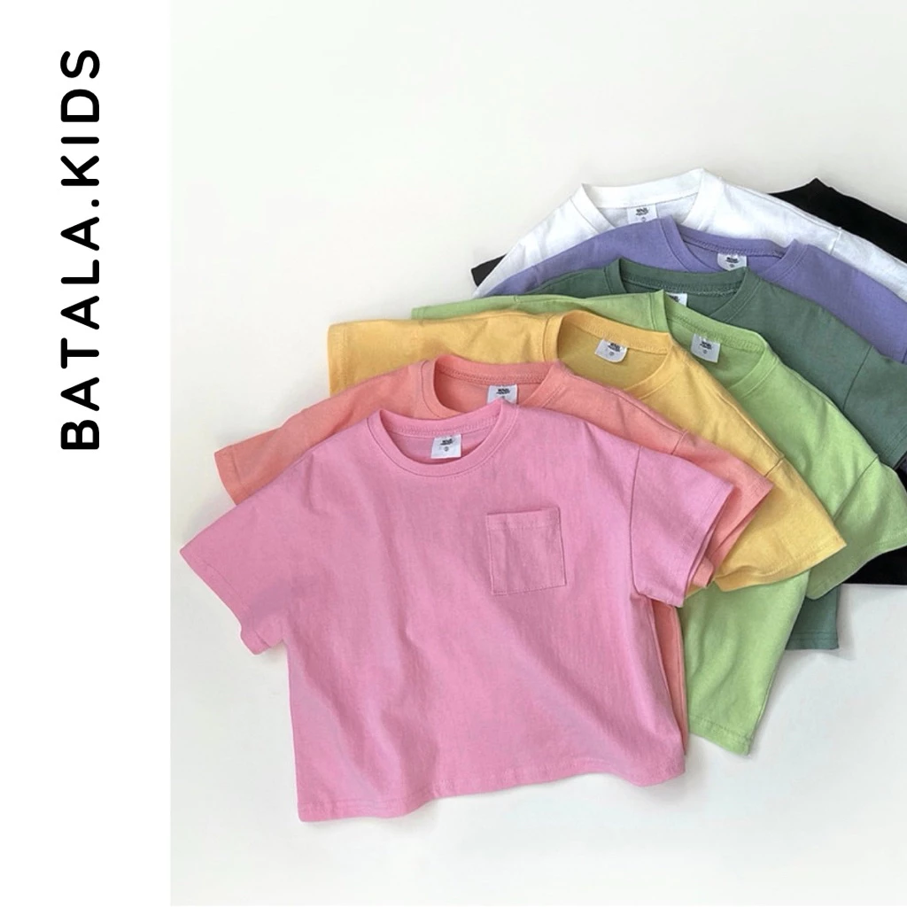 Áo phông cộc tay mùa hè bé trai bé gái Batala Kids, ÁO CỘC TAY TÚI NGỰC NHIỀU MÀU SẮC bé trai, bé gái từ 8-25kg