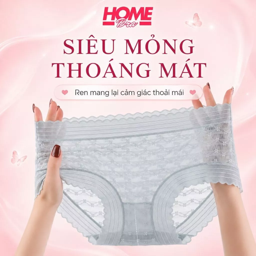 [ XẢ KHO ] Quần lót nữ ren cao cấp xuyên thấu gợi cảm sexy, quần chip cạp cao đáy may cotton kháng khuẩn L5505
