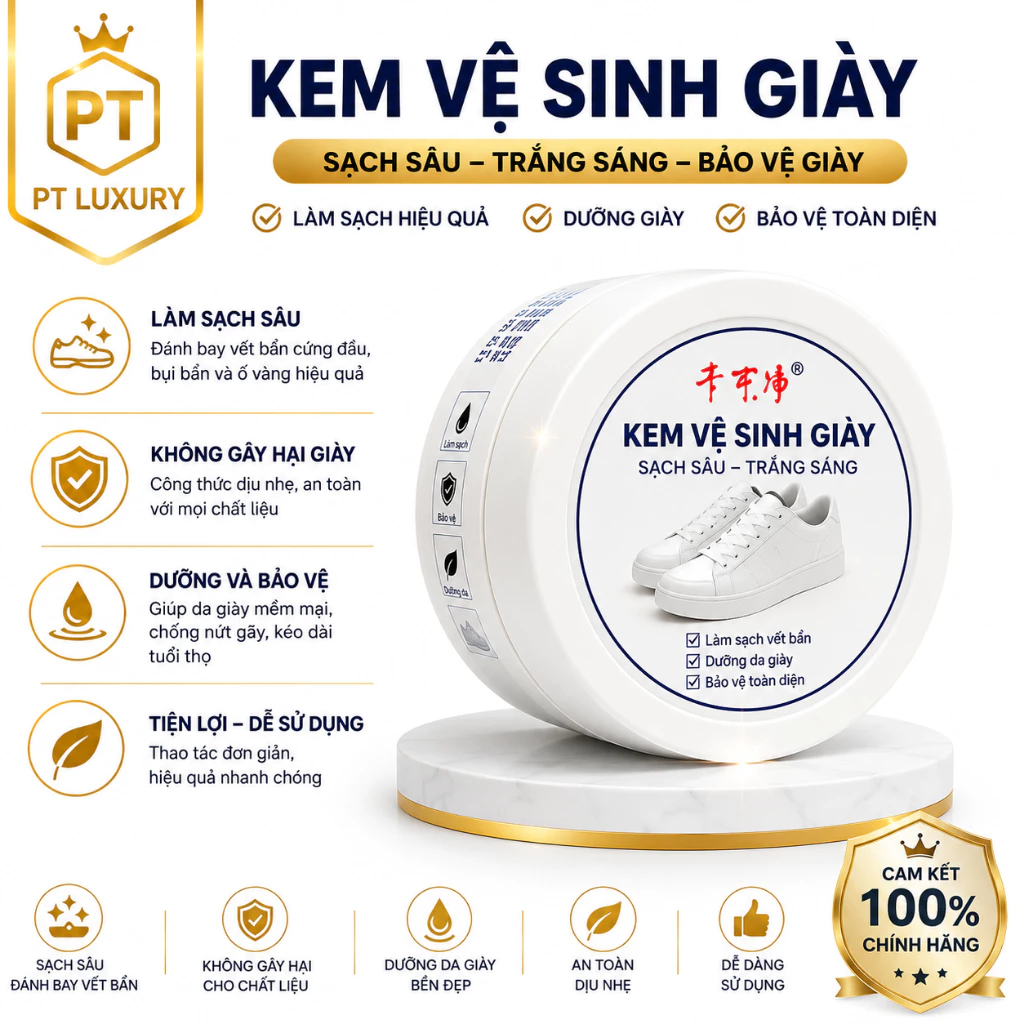 [ COMBO 3 HỘP ] Kem vệ sinh giày da, ba lô, túi xách không cần nước - PTLUXURY