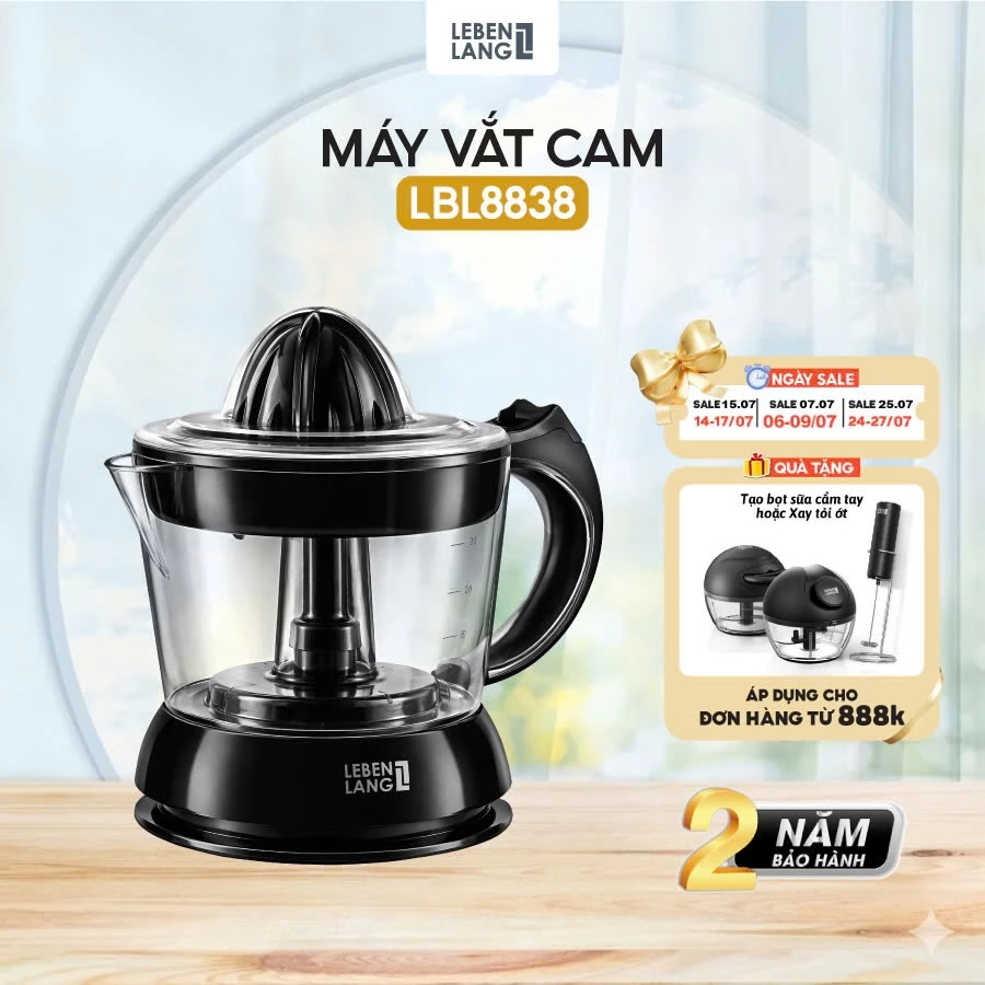Máy Vắt Cam LEBENLANG LBL8838 (750ml - 40W) - Tay cầm có gạt lọc hạt tự động, Nhựa PP & AS An Toàn