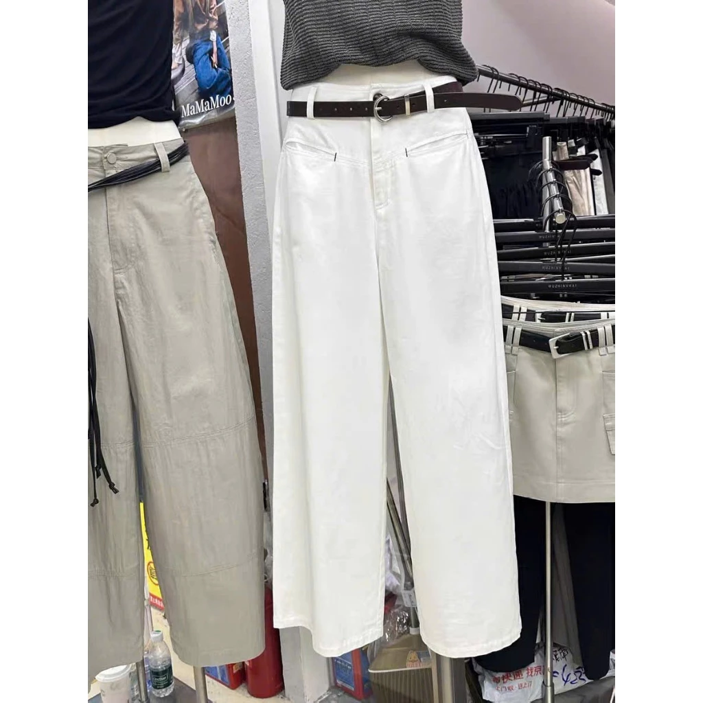 Quần suông nữ kaki jeans cạp cao form rộng quần dài thời trang Hàn Quốc-Q141