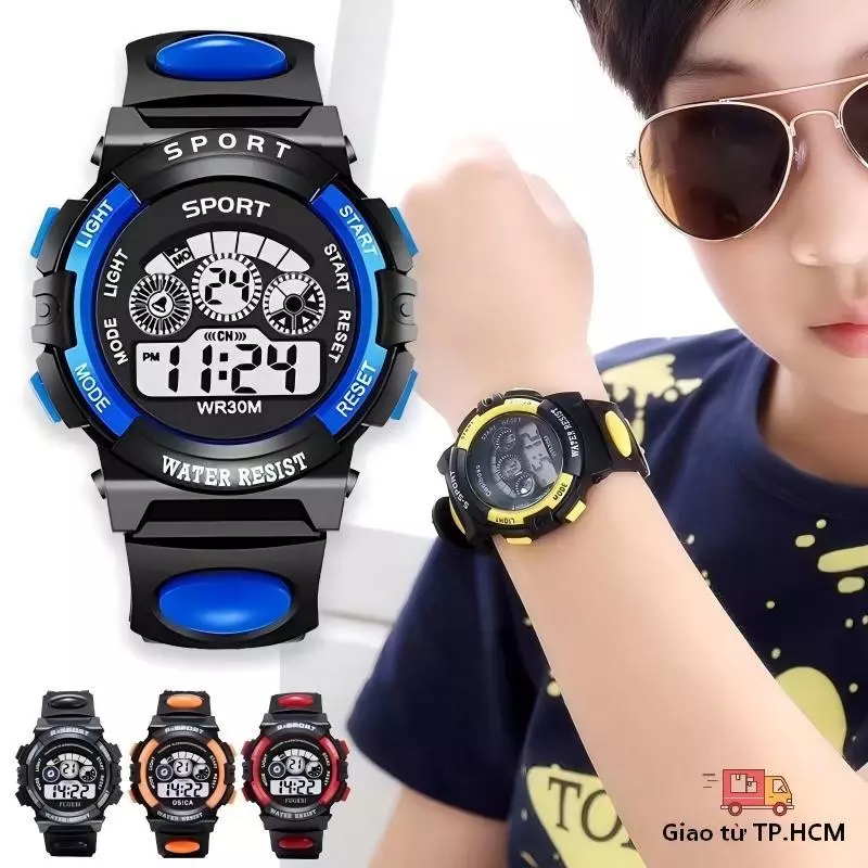 [Sẵn Sàng Gửi Từ HCM] Đồng Hồ LED Trẻ Em Chống Nước, Đa Năng Có Đèn Nền - Unisex Cho Bé Trai Gái Đi Học & Thể Thao