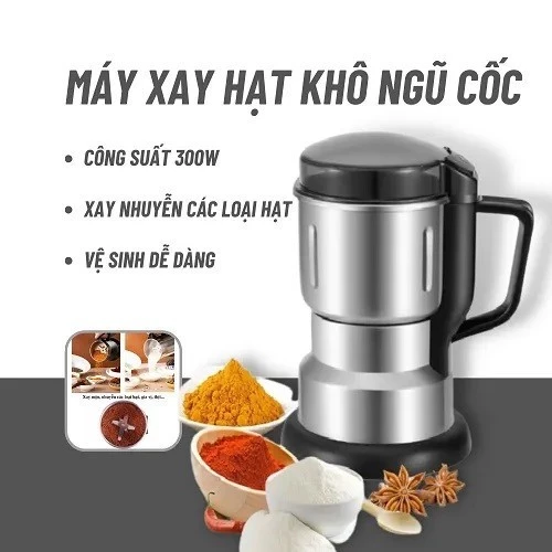 Máy Xay Hạt Khô Công Suất 300W Bằng Thép Không Gỉ Xay Các Loại Hạt Tiện Lợi (GVQ Store)