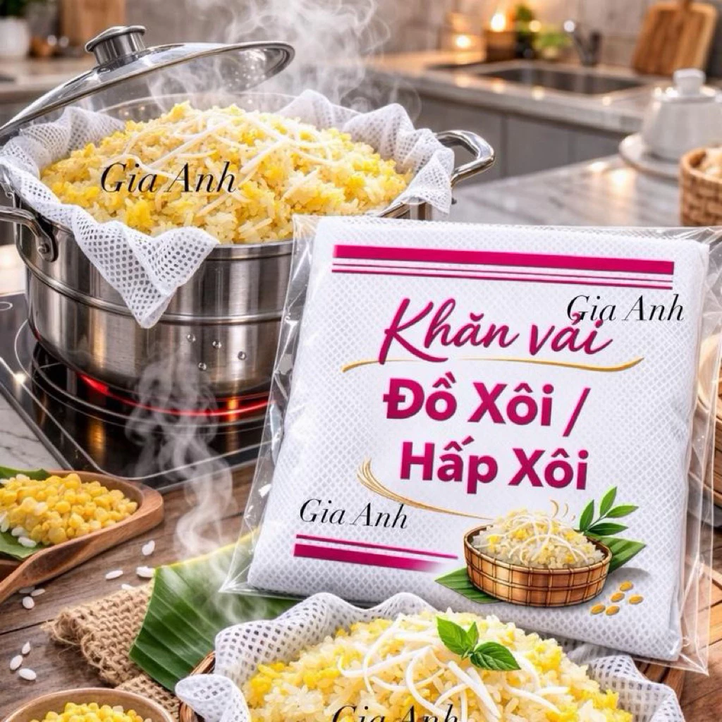 [Khăn Hấp Xôi] Chuẩn Bếp Việt, Xôi Mềm Dẻo, Tơi Xôi, Ngon Miệng, Chống Dính, Dễ Vệ Sinh, Vải Lưới Lót Xửng Hấp Xôi Ngon